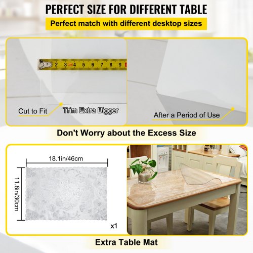 Plastic Table Cover 36 x 60 Inch 2 mm Thick Clear Table Protector