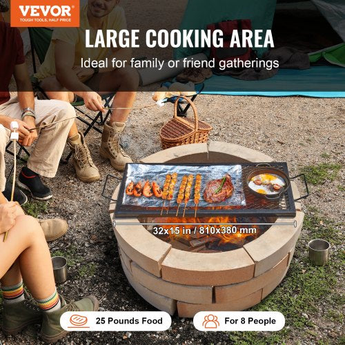 XMarks Fire Pit Grill Grate Rectangle Cooking Grate Heavy Duty Steel