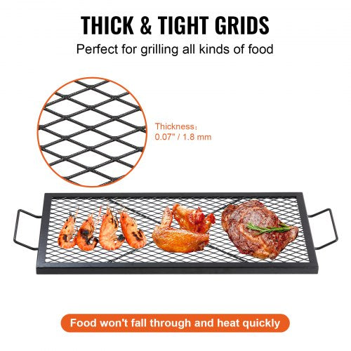 XMarks Fire Pit Grill Grate Rectangle Cooking Grate Heavy Duty Steel