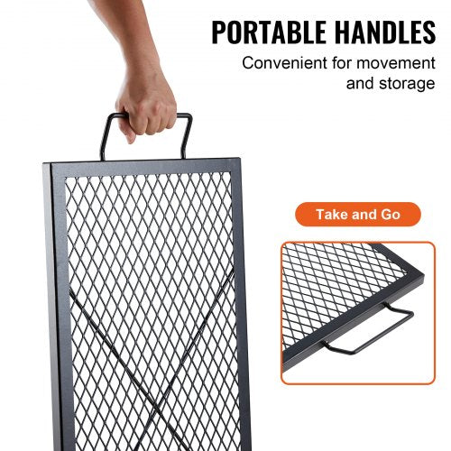 XMarks Fire Pit Grill Grate Rectangle Cooking Grate Heavy Duty Steel