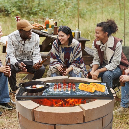 XMarks Fire Pit Grill Grate Rectangle Cooking Grate Heavy Duty Steel