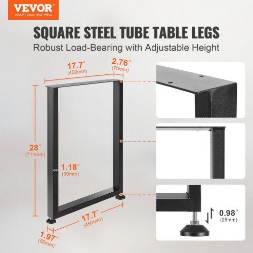 28 Inch Adjustable Furniture Legs Square Reinforced Steel Office Table legs