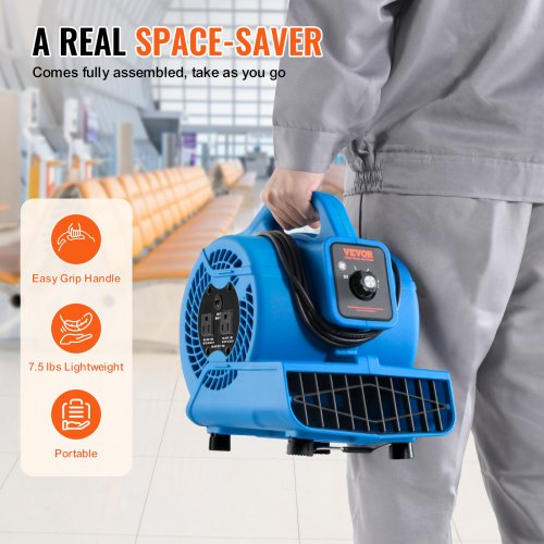 Floor Blower 1360 RPM 600 CFM Air Mover with 4 Blowing Angles 3Speeds – 10 FT