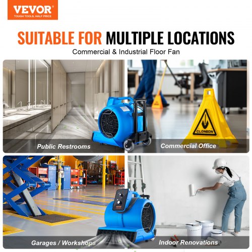 Floor Blower 1560 RPM 4000 CFM Air Mover with 3 Blowing Angles 3Speeds – 24 FT