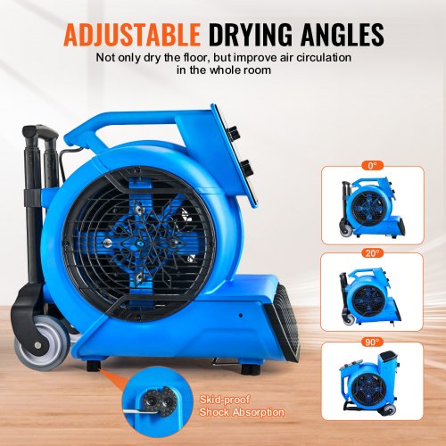 Floor Blower 1560 RPM 4000 CFM Air Mover with 3 Blowing Angles 3Speeds – 24 FT