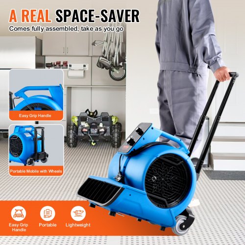 Floor Blower 1560 RPM 4000 CFM Air Mover with 3 Blowing Angles 3Speeds – 24 FT
