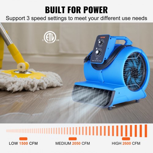 Floor Blower 12 HP 2600 CFM Air Mover for Drying and Cooling Portable
