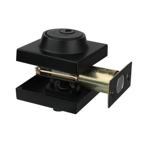 Deadbolt Lock Square Single Cylinder Dead Bolt Keyed 1 Side Fits Standard