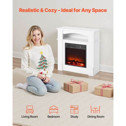33 Inch Freestanding Fireplaces 1500W 5120Btu Fake Electric Fireplace Stove