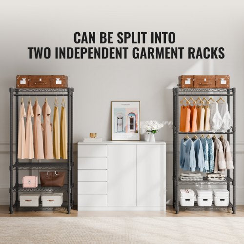 Heavy Duty Clothes Rack Rolling Clothing Garment Rack with 4 Hang Rods 8