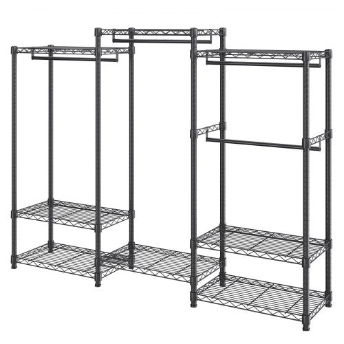 Heavy Duty Clothes Rack Rolling Clothing Garment Rack with 4 Hang Rods 8