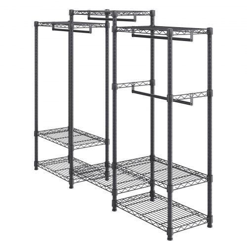 Heavy Duty Clothes Rack Rolling Clothing Garment Rack with 4 Hang Rods 8