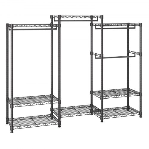 Heavy Duty Clothes Rack Rolling Clothing Garment Rack with 4 Hang Rods 8