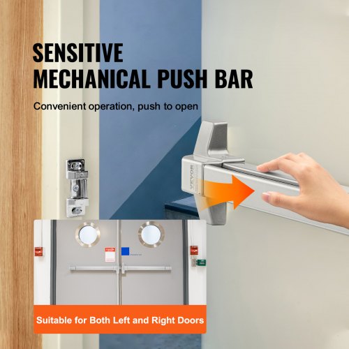 Push Bar Door Locks Carbon Steel Panic Bars for Exit Doors with Exterior