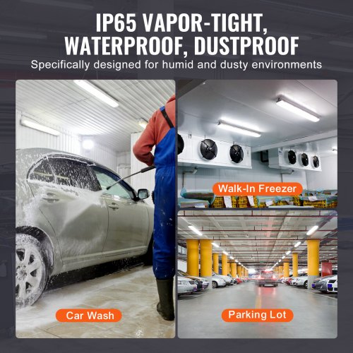 4FT LED Vapor Tight Light 60W 7400LM Vapor Proof Light Fixture with 5000K