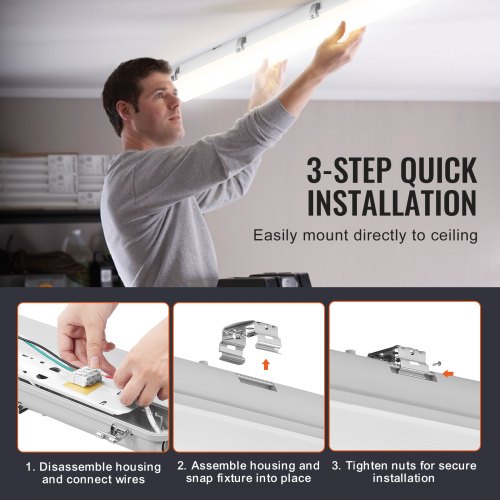 4FT LED Vapor Tight Light 60W 7400LM Vapor Proof Light Fixture with 5000K