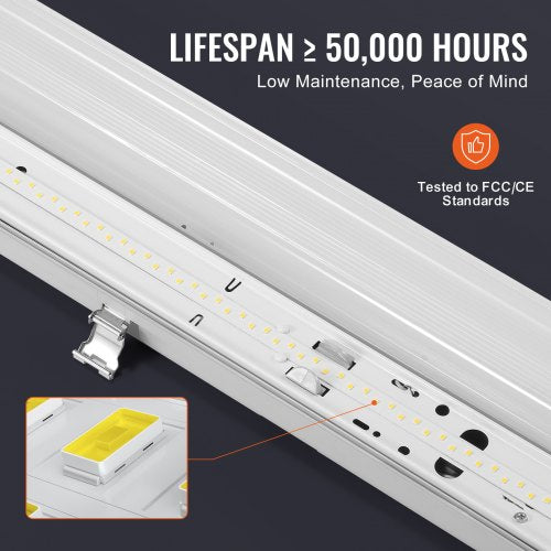 4FT LED Vapor Tight Light 60W 7400LM Vapor Proof Light Fixture with 5000K