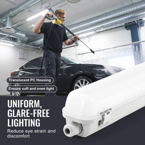 4FT LED Vapor Tight Light 60W 7400LM Vapor Proof Light Fixture with 5000K