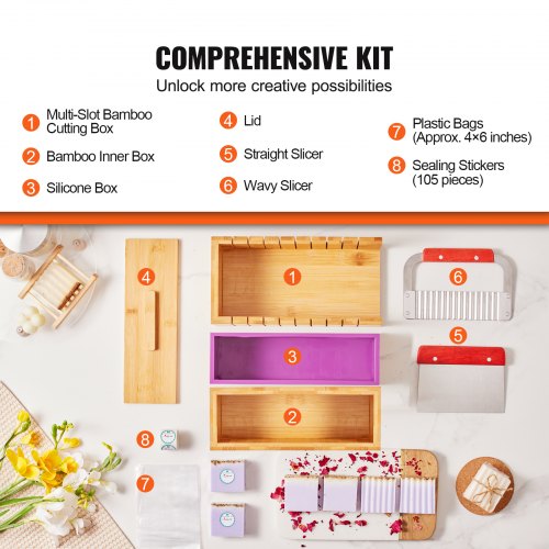 Soap Making Kit Bamboo Cutting Box and Inner Box with Silicone Mold