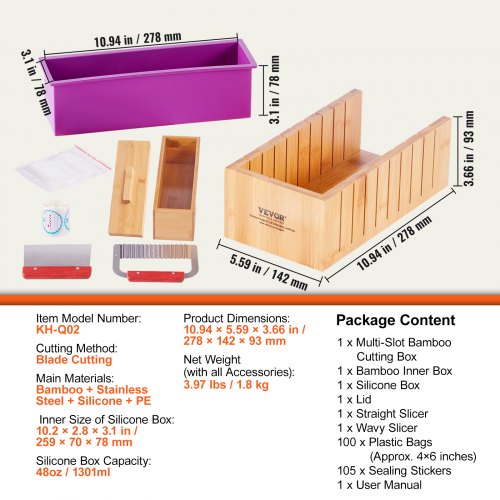 Soap Making Kit Bamboo Cutting Box and Inner Box with Silicone Mold