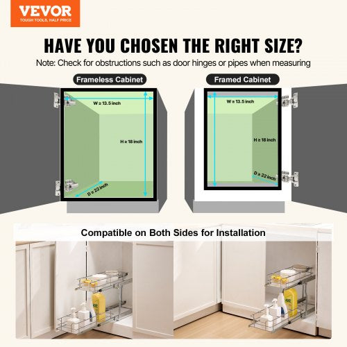 12Wx21Dx15H Pull Out Cabinet Organizer Heavy Duty Slide Out Pantry