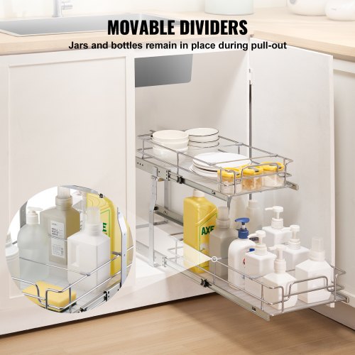 12Wx21Dx15H Pull Out Cabinet Organizer Heavy Duty Slide Out Pantry