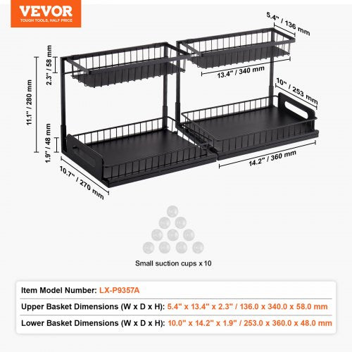 2 Tier Pull Out Cabinet Organizer107W x 142D Under Sink Organizer