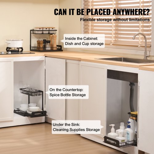 2 Tier Pull Out Cabinet Organizer107W x 142D Under Sink Organizer
