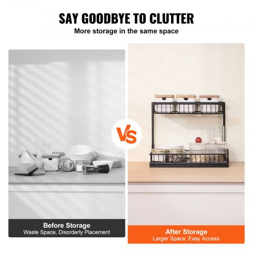 2 Tier Pull Out Cabinet Organizer107W x 142D Under Sink Organizer