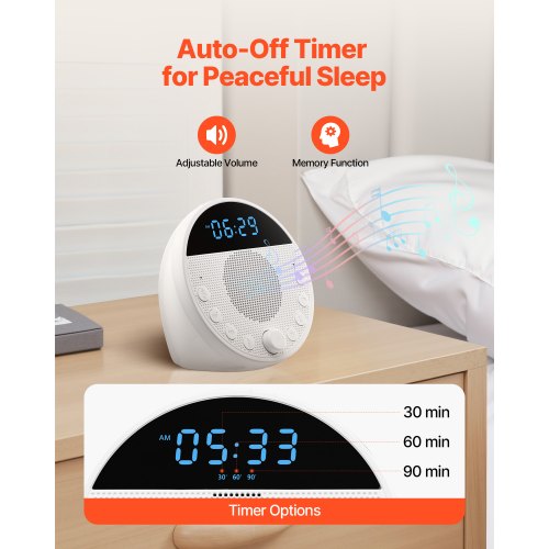 Sound Machine 18 Soothing Sleep Sounds And 7Color Night Light 5In1 White Noise