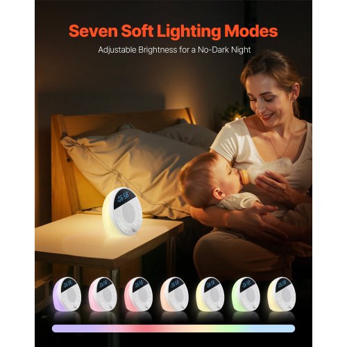 Sound Machine 18 Soothing Sleep Sounds 7Color Night Light 6In1 White Noise