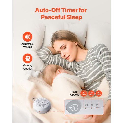 Sound Machine 20 Soothing Sleep Sounds 4In1 Hangable White Noise With Autooff