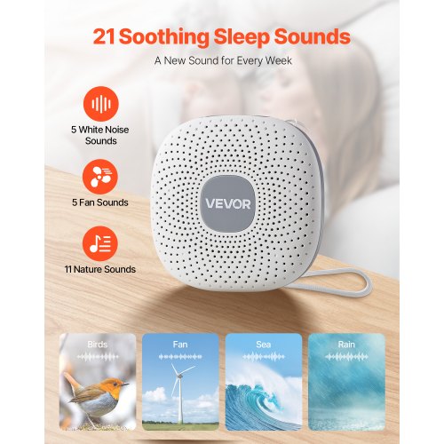 Sound Machine 21 Soothing Sleep Sounds 3In1 Portable And Hangable White Noise