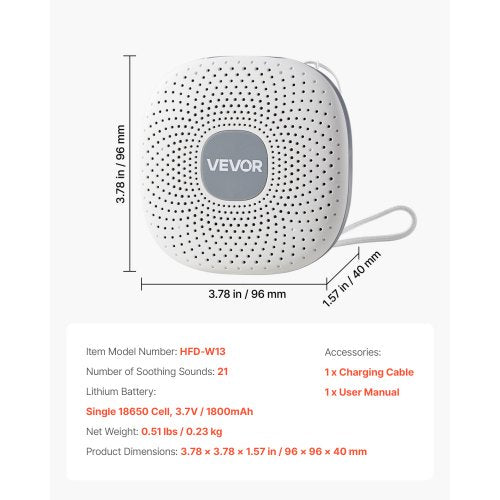 Sound Machine 21 Soothing Sleep Sounds 3In1 Portable And Hangable White Noise