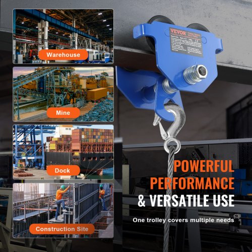 Manual Trolley 1100 lbs05 Ton Load Capacity Push Beam Trolley with Dual