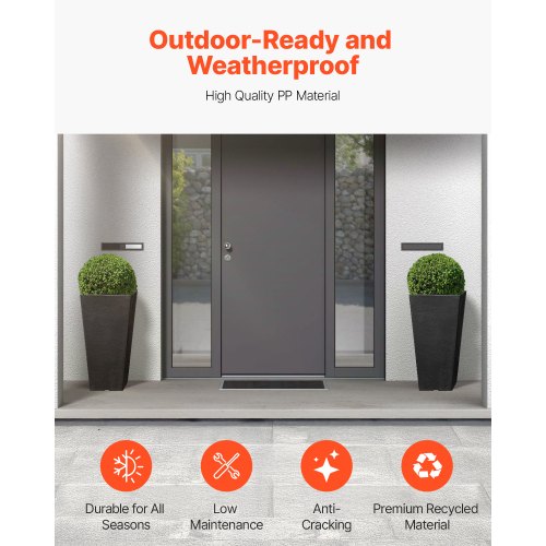 Set of 2 Tall Outdoor Planters 22inch Large Planters For Outdoor Indoor