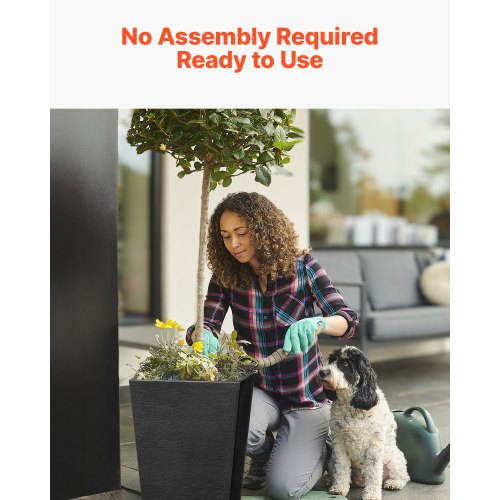 Set of 2 Tall Outdoor Planters 22inch Large Planters For Outdoor Indoor