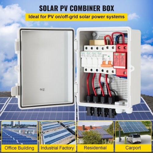PV Combiner Box 4 String with 15A Rated Current Fuse 63A Circuit Breaker
