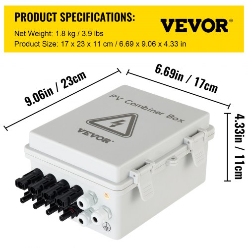 PV Combiner Box 4 String with 15A Rated Current Fuse 63A Circuit Breaker