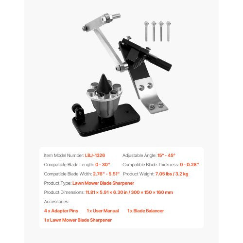 Lawn Mower Blade Sharpener and Balancer 15° – 45° Adjustable Lawnmower