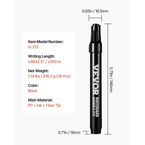 Black Dry Erase Markers 36 Pack LowOdor Whiteboard Markers with Chisel