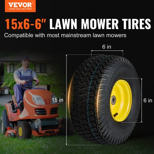 Lawn Mower Tires with Rim 15x66 Tubeless Tractor Tires 2Pack Tire and Wheel