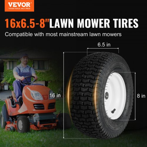 Lawn Mower Tires with Rim 16x658 Tubeless Tractor Tires 2Pack Tire and Wheel