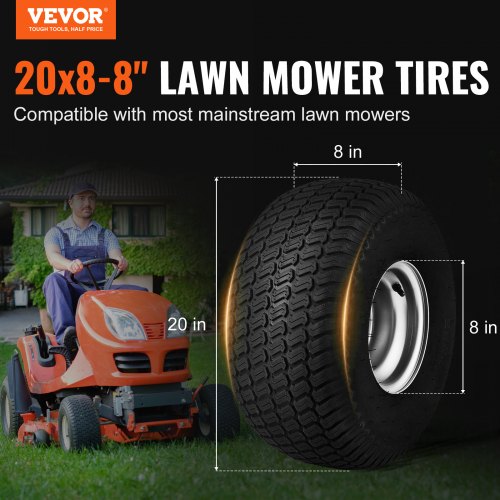 Lawn Mower Tires With Rim 20X88 Tubeless Tractor 2Pack Tire And Wheel Assembly