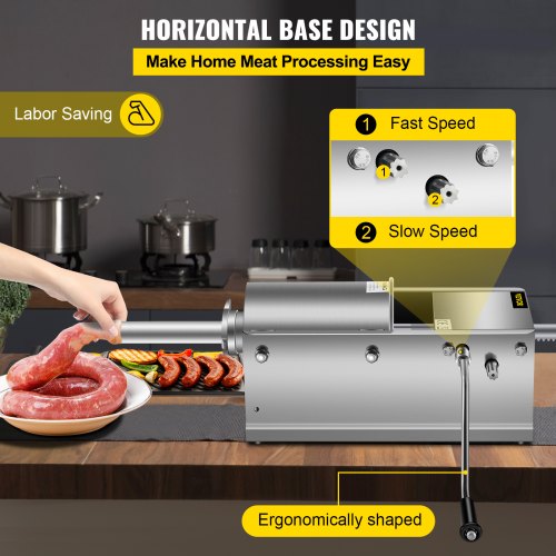 Horizontal Sausage Stuffer 3L 7Lbs Manual Sausage Maker With 5 Filling