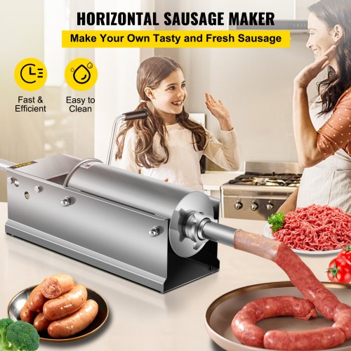 Manual Sausage Stuffer 5 L 11 LBS Horizontal Sausage Machine DualSpeed
