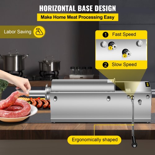Manual Sausage Stuffer 5 L 11 LBS Horizontal Sausage Machine DualSpeed