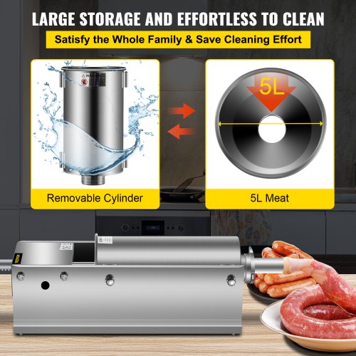 Manual Sausage Stuffer 5 L 11 LBS Horizontal Sausage Machine DualSpeed
