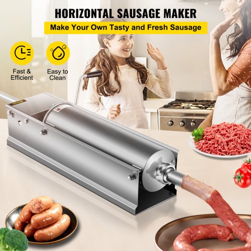 Manual Sausage Stuffer 7 L 15 LBS Horizontal Sausage Machine DualSpeed