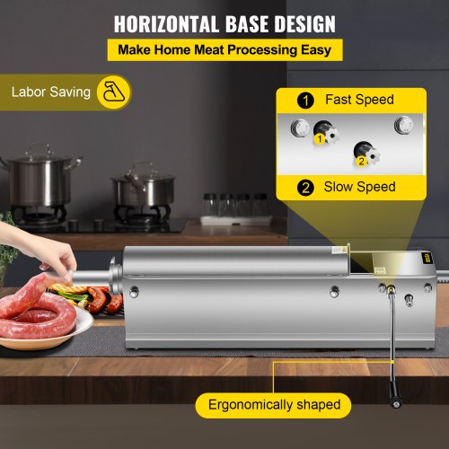 Manual Sausage Stuffer 7 L 15 LBS Horizontal Sausage Machine DualSpeed